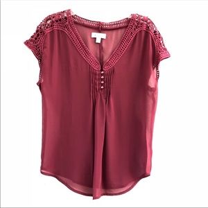Candie’s Red Sheer Blouse w crochet design